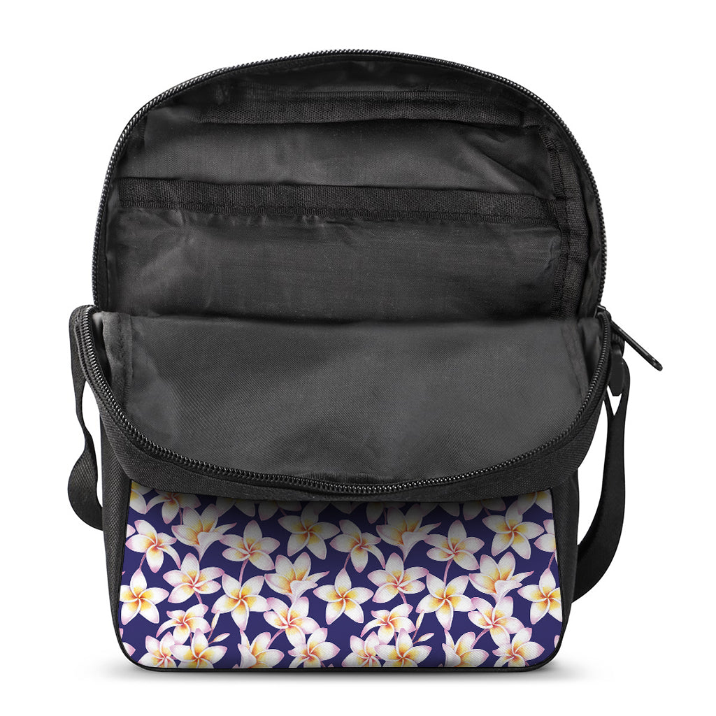 Watercolor Frangipani Flower Print Rectangular Crossbody Bag