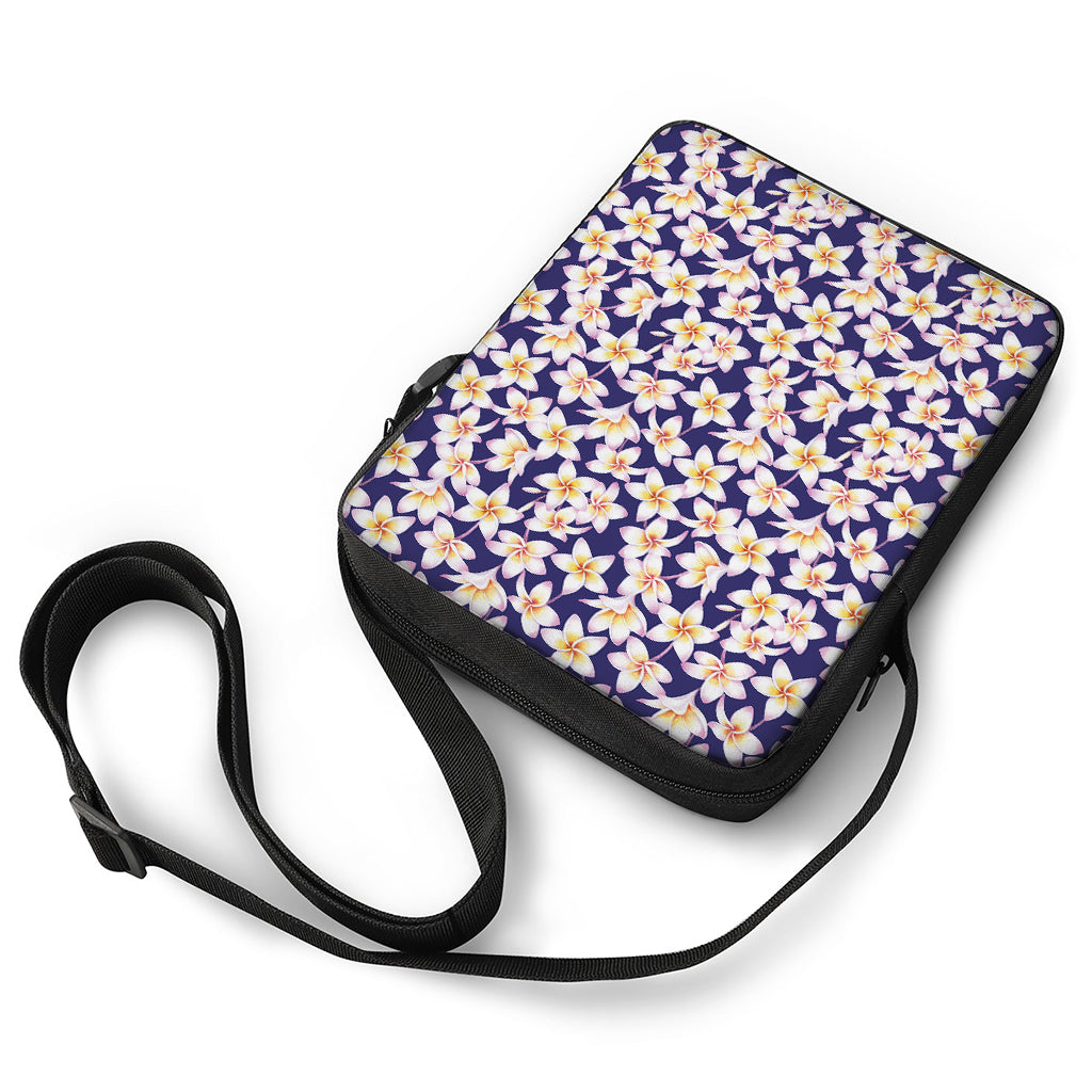 Watercolor Frangipani Flower Print Rectangular Crossbody Bag