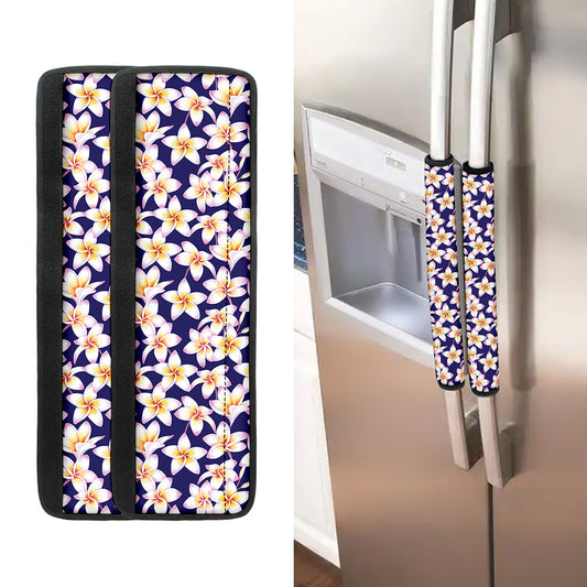 Watercolor Frangipani Flower Print Refrigerator Handle Covers