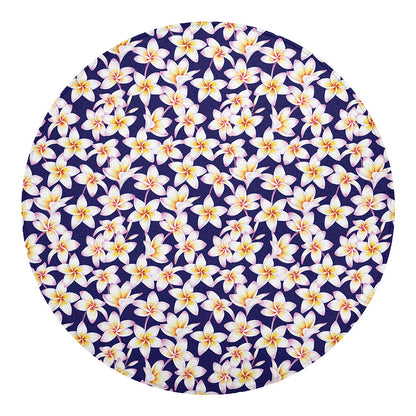 Watercolor Frangipani Flower Print Round Blanket