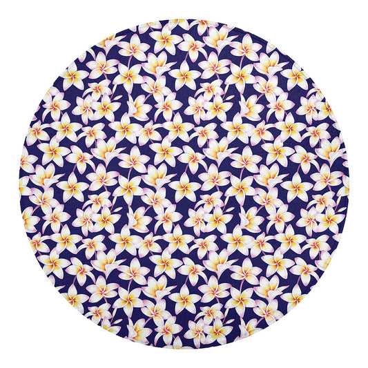 Watercolor Frangipani Flower Print Round Blanket