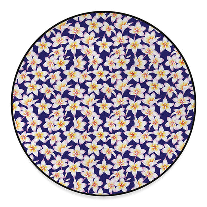 Watercolor Frangipani Flower Print Round Floor Mat