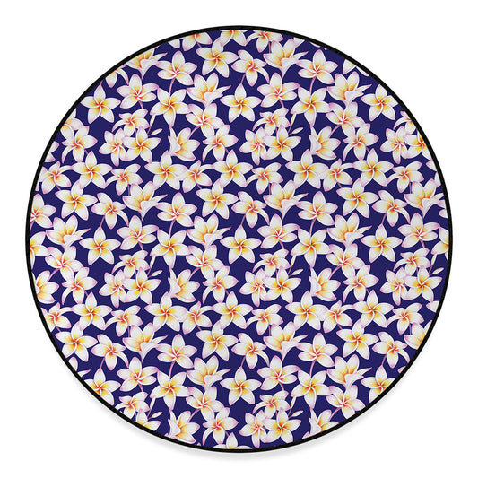 Watercolor Frangipani Flower Print Round Floor Mat