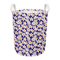 Watercolor Frangipani Flower Print Round Laundry Basket