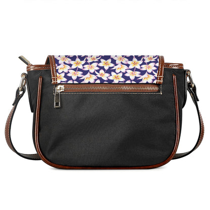 Watercolor Frangipani Flower Print Saddle Bag