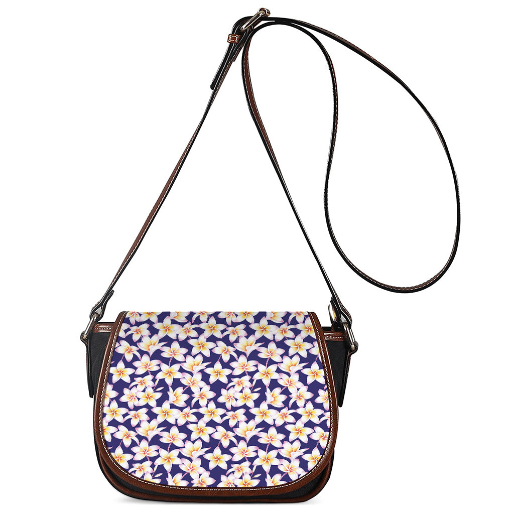 Watercolor Frangipani Flower Print Saddle Bag