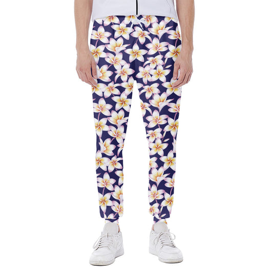 Watercolor Frangipani Flower Print Scuba Joggers