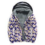 Watercolor Frangipani Flower Print Sherpa Lined Zip Up Hoodie