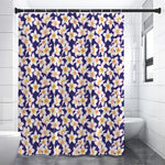 Watercolor Frangipani Flower Print Shower Curtain
