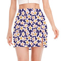 Watercolor Frangipani Flower Print Side Slit Mini Skirt