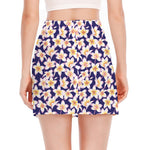 Watercolor Frangipani Flower Print Side Slit Mini Skirt