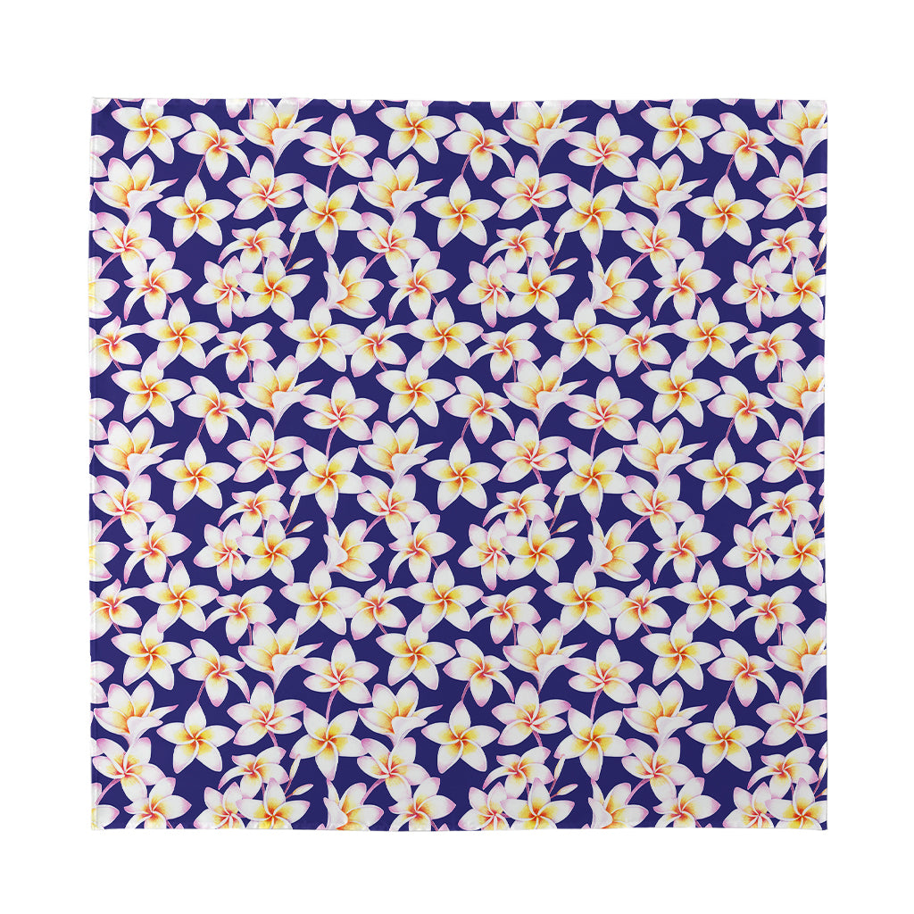 Watercolor Frangipani Flower Print Silk Bandana