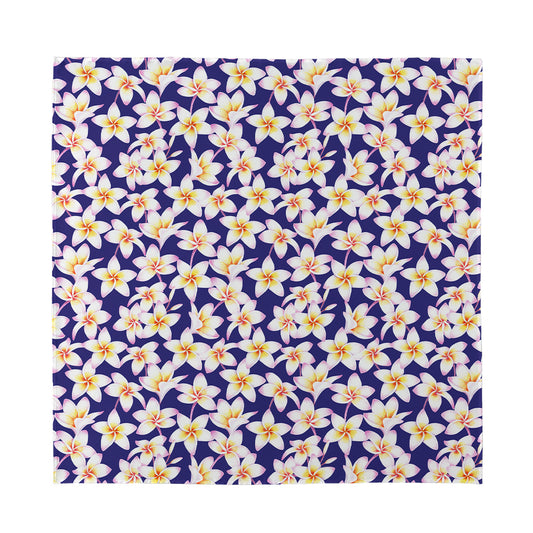 Watercolor Frangipani Flower Print Silk Bandana