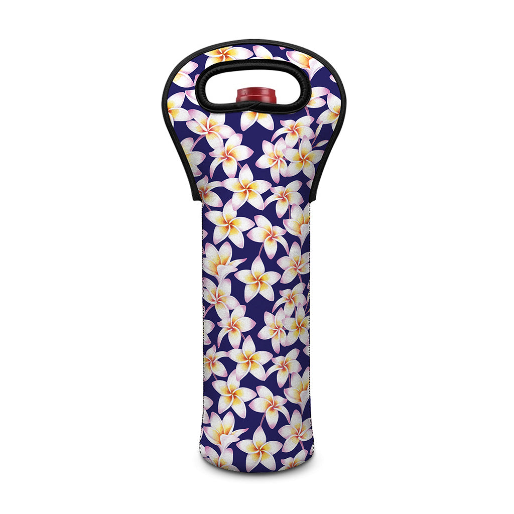 Watercolor Frangipani Flower Print Single Neoprene Wine Tote