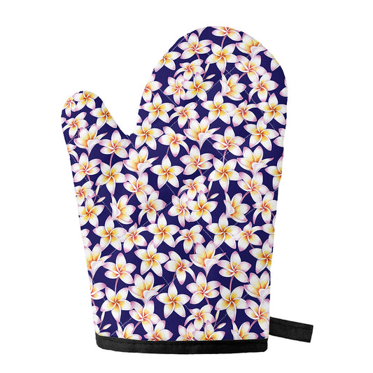 Watercolor Frangipani Flower Print Single Oven Mitt