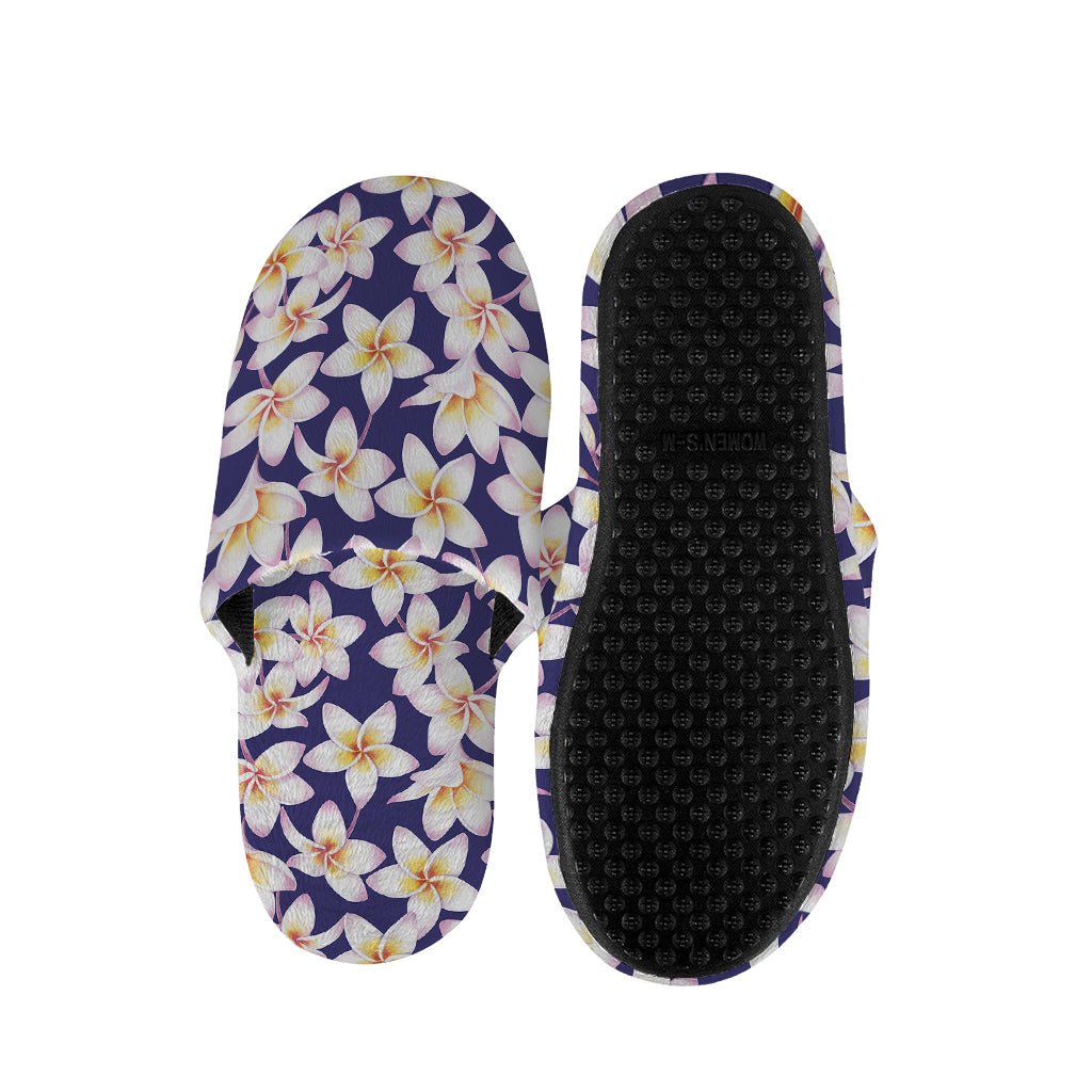 Watercolor Frangipani Flower Print Slippers