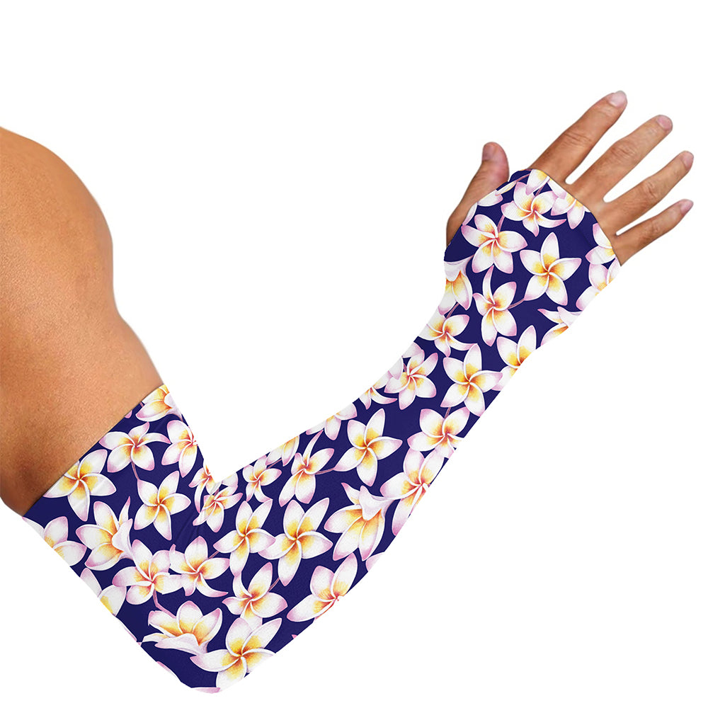 Watercolor Frangipani Flower Print Sun Protection Arm Sleeves