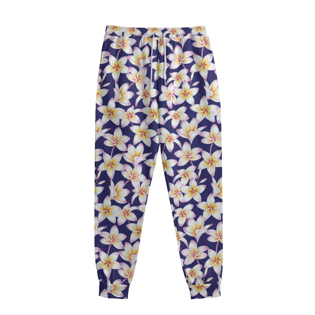 Watercolor Frangipani Flower Print Sweatpants