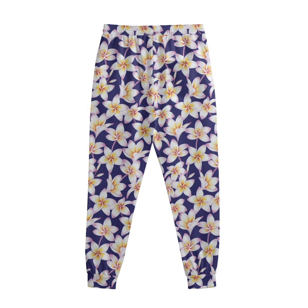 Watercolor Frangipani Flower Print Sweatpants