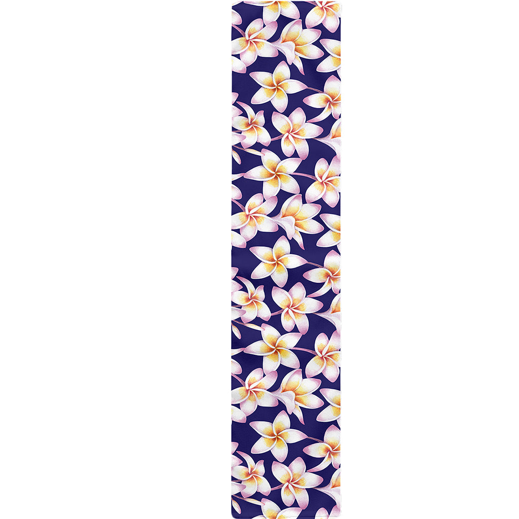 Watercolor Frangipani Flower Print Table Runner