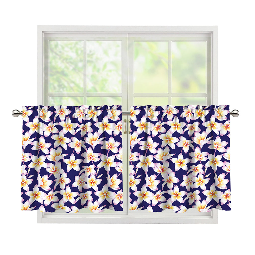 Watercolor Frangipani Flower Print Tier Curtains