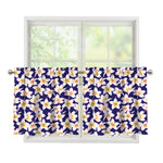 Watercolor Frangipani Flower Print Tier Curtains