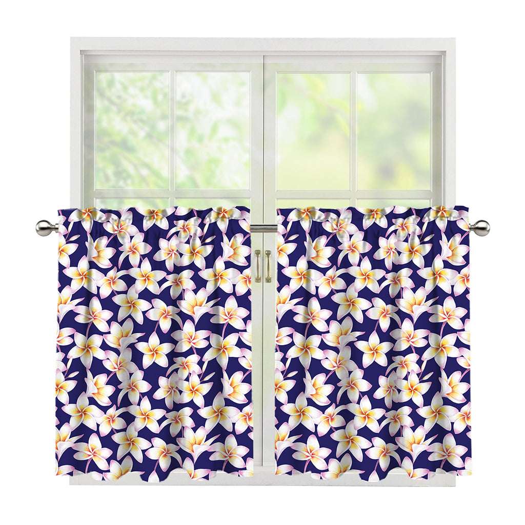 Watercolor Frangipani Flower Print Tier Curtains