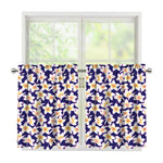 Watercolor Frangipani Flower Print Tier Curtains