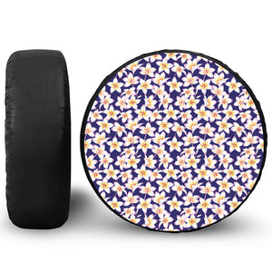 Watercolor Frangipani Flower Print Tire Cover