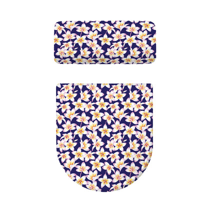 Watercolor Frangipani Flower Print Toilet Lid And Tank Cover Set