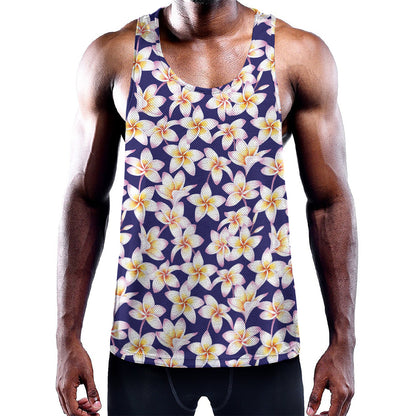 Watercolor Frangipani Flower Print Training Tank Top