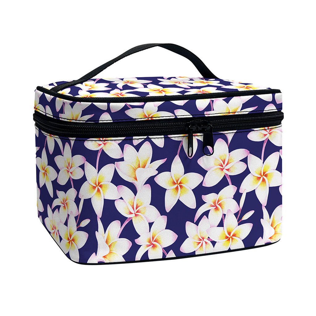 Watercolor Frangipani Flower Print Travel Makeup Bag