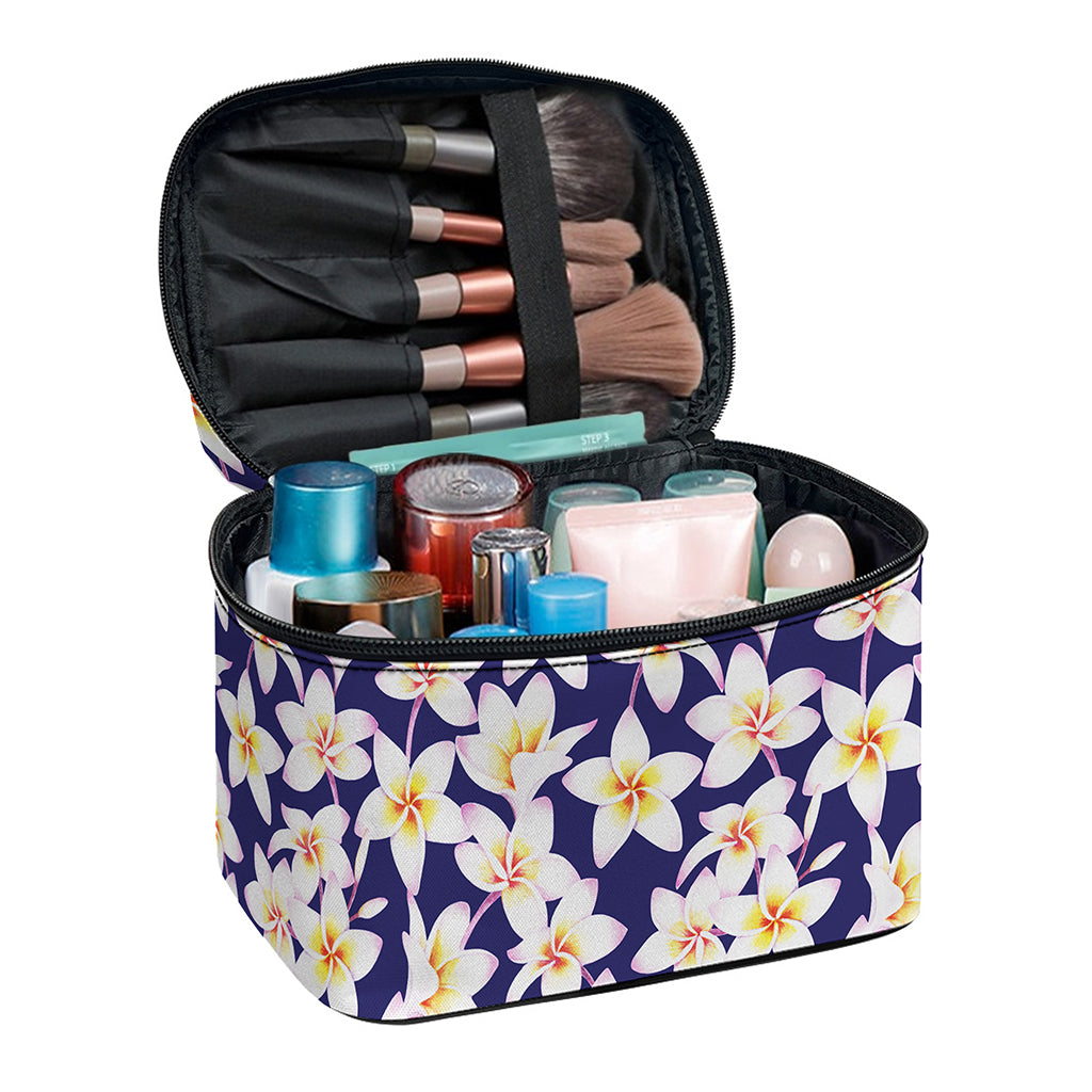 Watercolor Frangipani Flower Print Travel Makeup Bag