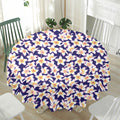 Watercolor Frangipani Flower Print Waterproof Round Tablecloth
