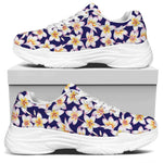 Watercolor Frangipani Flower Print White Chunky Shoes