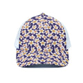 Watercolor Frangipani Flower Print White Mesh Trucker Hat