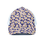 Watercolor Frangipani Flower Print White Mesh Trucker Cap