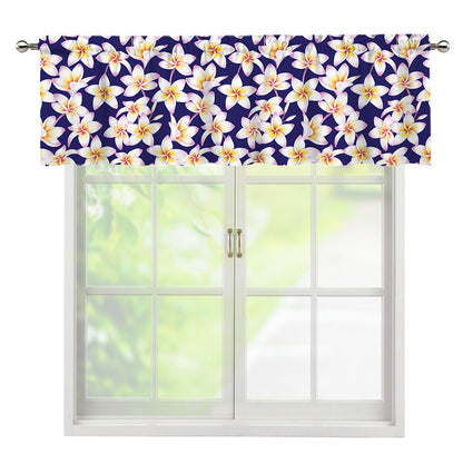 Watercolor Frangipani Flower Print Window Valance
