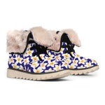 Watercolor Frangipani Flower Print Winter Boots