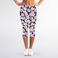 Watercolor Frangipani Flower Print Women's Capri Leggings