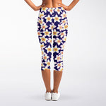 Watercolor Frangipani Flower Print Women's Capri Leggings