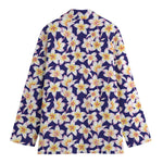 Watercolor Frangipani Flower Print Women's Cotton Blazer