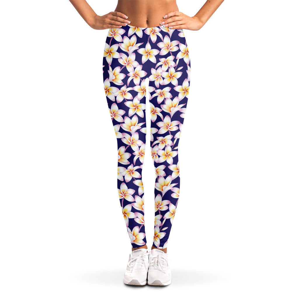 Watercolor Frangipani Flower Print Women's Leggings