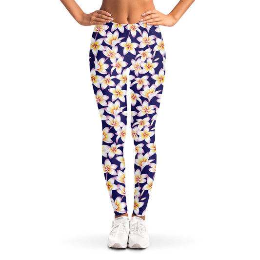 Watercolor Frangipani Flower Print Women's Leggings