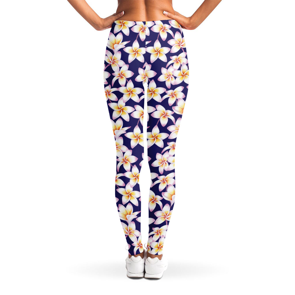 Watercolor Frangipani Flower Print Women's Leggings