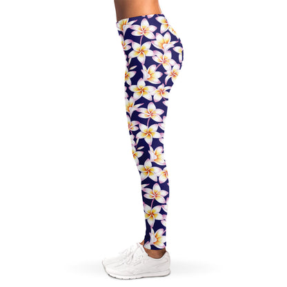Watercolor Frangipani Flower Print Women's Leggings