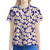 Watercolor Frangipani Flower Print Women's Polo Shirt