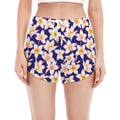 Watercolor Frangipani Flower Print Women's Split Running Shorts