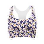 Watercolor Frangipani Flower Print Women's Sports Bra