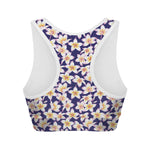 Watercolor Frangipani Flower Print Women's Sports Bra